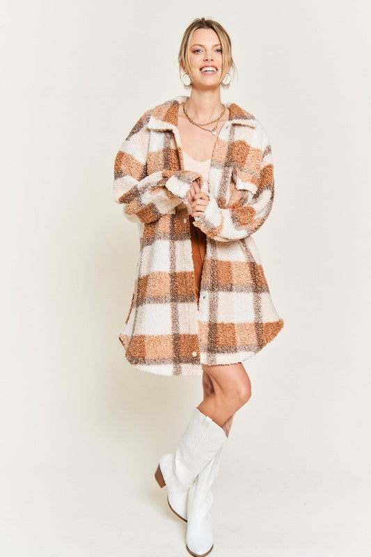 Fuzzy Plaid Teddy Jacket - Extra Sassy Size Exclusive