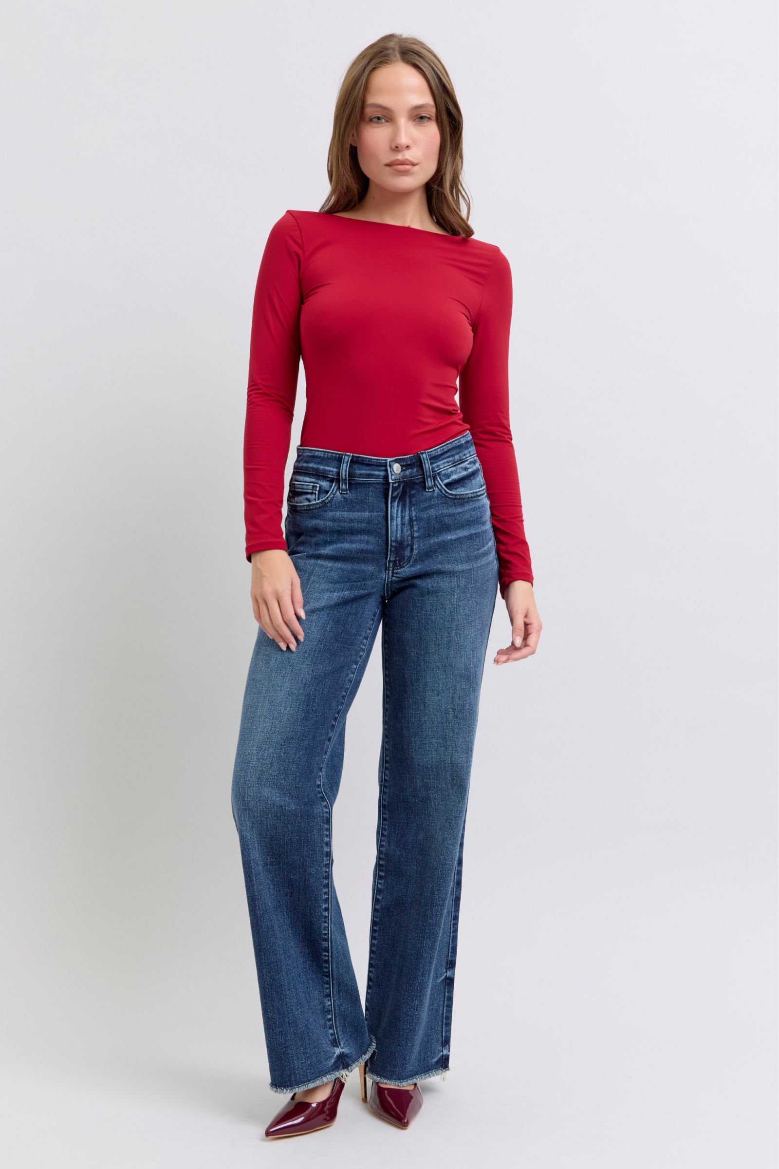 Judy Blue Trina Raw Hem Mid Rise Jeans