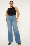 Kan Can High Rise Trouser Wide Leg Jeans - Plus Size Exclusive