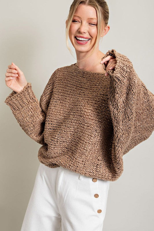 Mocha Loose Fit Knit Sweater