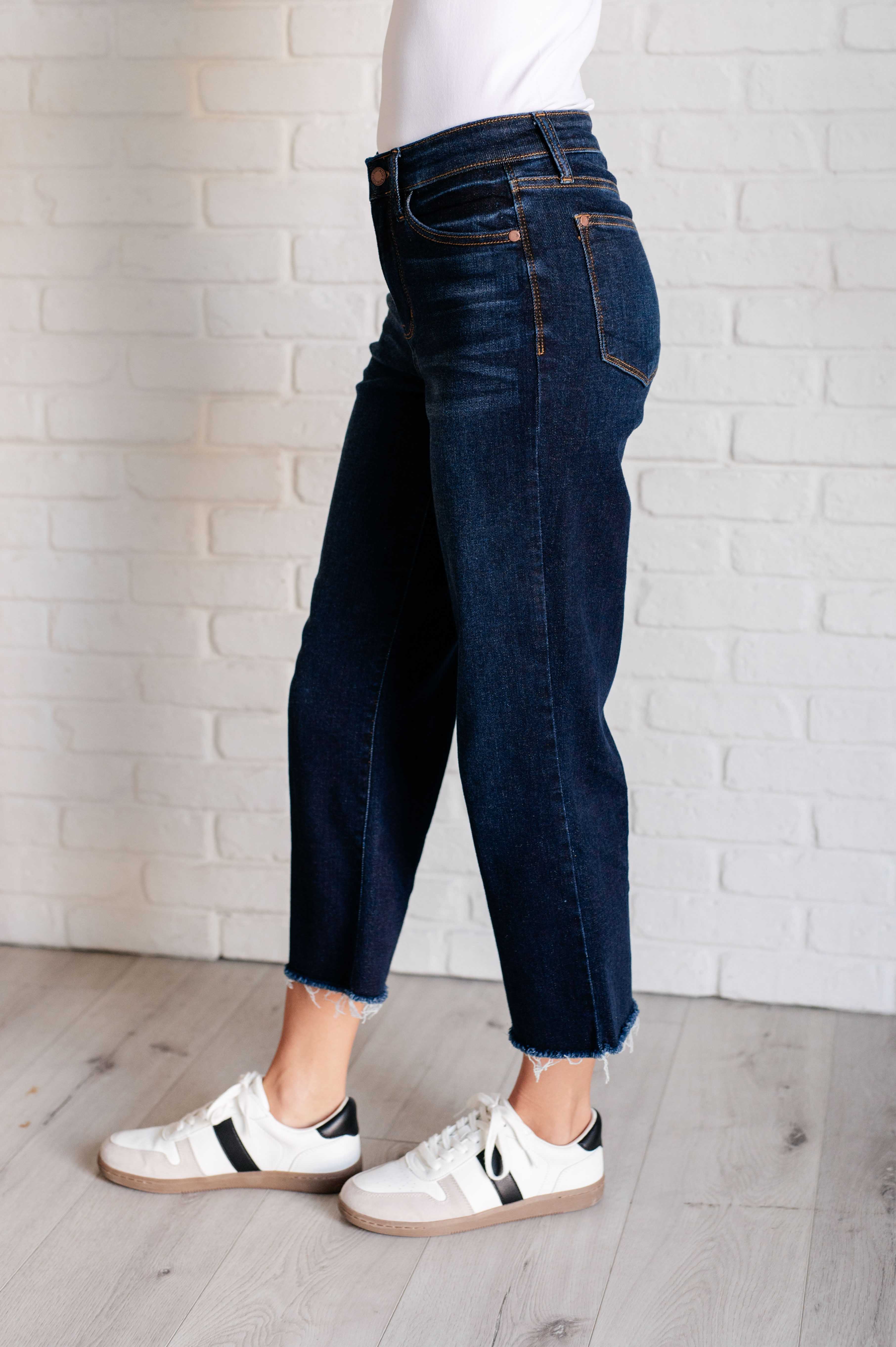 Judy Blue Madeline High Rise Cropped Wide Leg Jeans -petite length