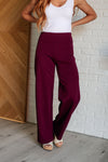 Magic Wide Leg Pants in Wine - 31" inseam