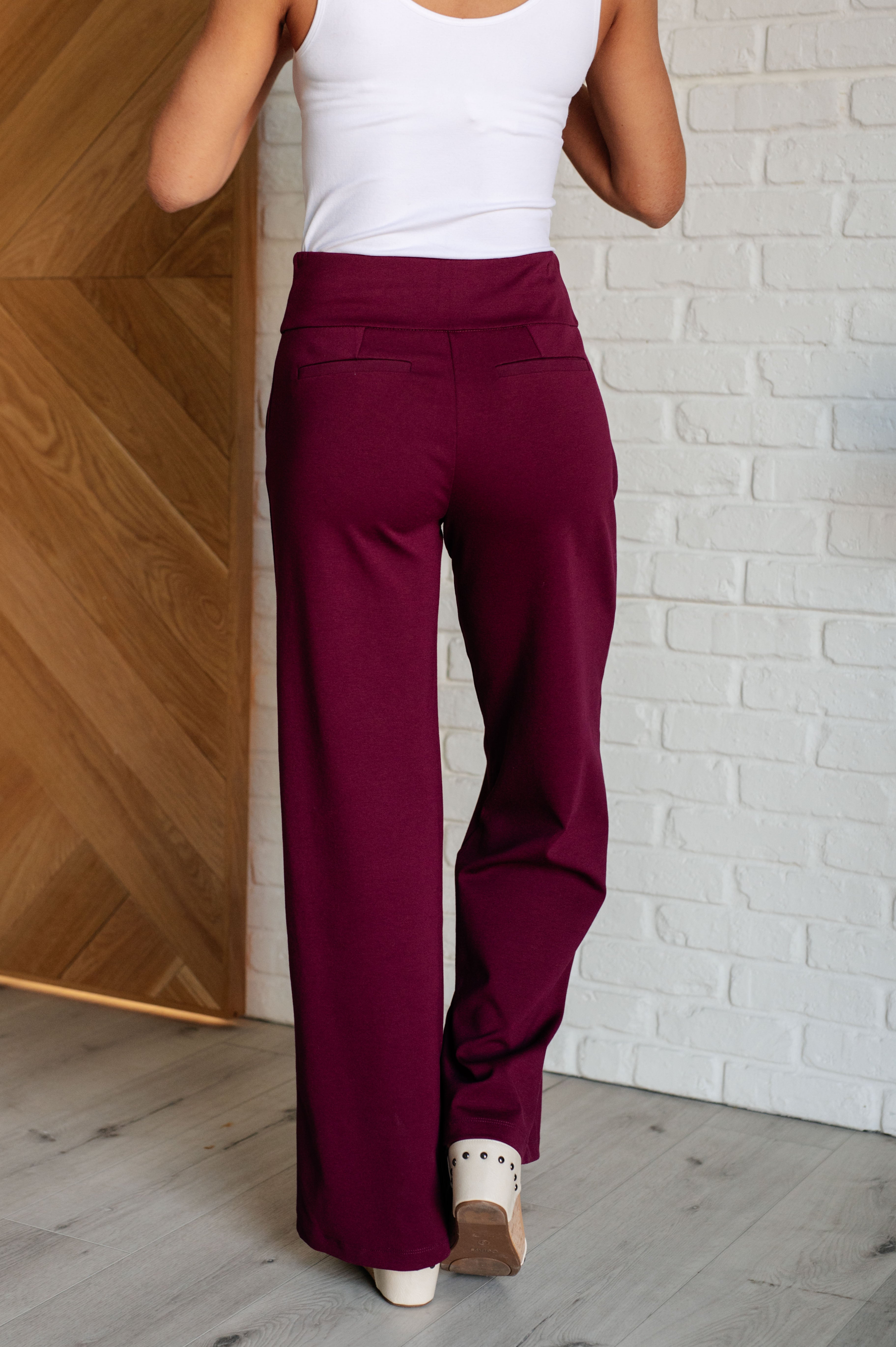 Magic Wide Leg Pants in Wine - 31" inseam