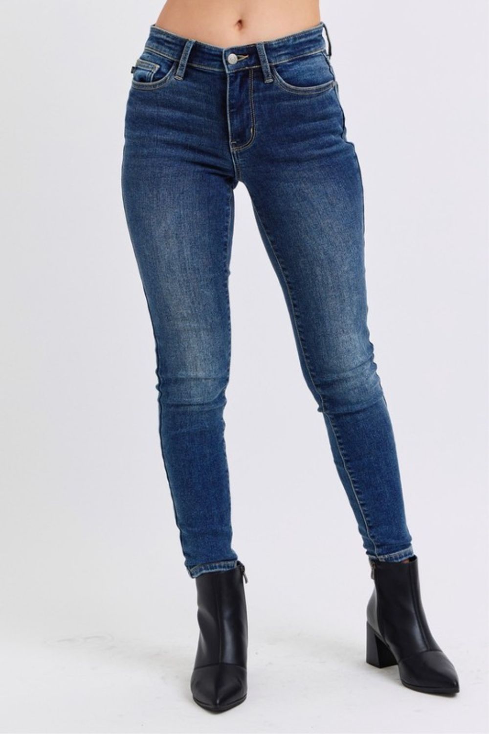 Judy Blue Tiffany Mid-Rise Waist Skinny Jeans with Thermal Lining